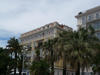 Obraz premium European Buildings with Palm trees
