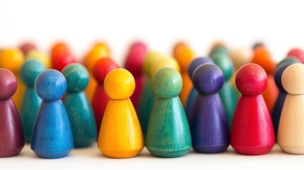 Colorful Wooden Figures in a Positive Group Setting