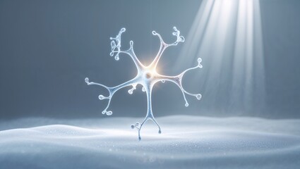 Transparent neuron model illuminated with soft light