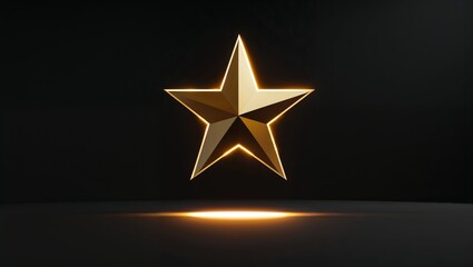 Glowing golden star in dark minimalist setting