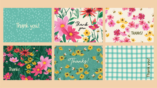 Set of vector floral abstract designs. Template for card, poster, flyer, cover, home decor and other