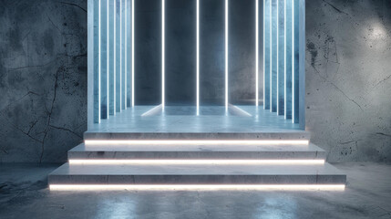Fototapeta premium A sleek gallery space with empty walls and soft track lighting, perfect for showcasing art in a modern context.
