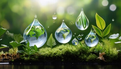A clean, modern backdrop with icons of water droplets, plants, and wildlife, symbolizing the unity and importance of wetland protection on World Wetlands Day