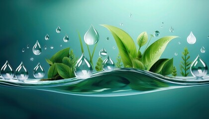 A clean, modern backdrop with icons of water droplets, plants, and wildlife, symbolizing the unity and importance of wetland protection on World Wetlands Day