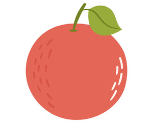 Fruit grapefruit in cartoon hand drawn simple style. Editable variable color