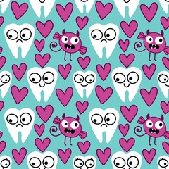 Medicine seamless teeth pattern for doctors accessories and drugstore packaging
