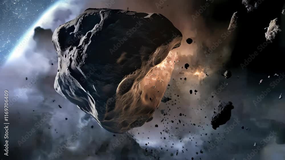 Poster Journey Into the Cosmic Depths Exploring a Distant Space Asteroid Beyond Our World