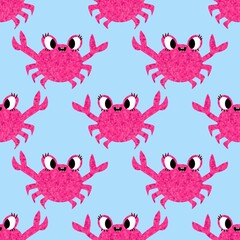 Ocean animals seamless crabs pattern for wrapping paper and fabrics and linens