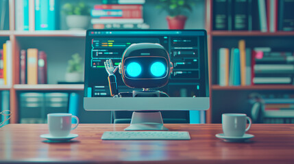 A.I. Customer Service Bot on Computer Screen
