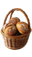 Wicker Basket Freshly Baked Bread Rolls