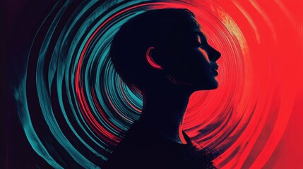 Modern bold poster design with glitch typography, dark color scheme and neon highlights, futuristic minimalistic aesthetic,