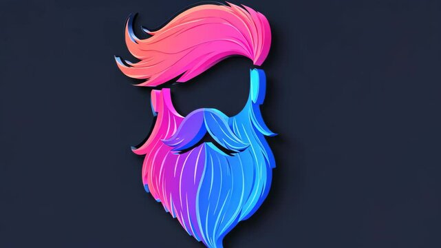 Vibrant D sticker featuring a multicolored bearded character in a sleek black tshirt, perfect for adding flair.