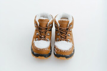 Warm winter shoes displayed on a solid white background, perfect for snowy weather