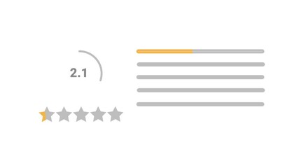 4,9 star rating for product quality, customer feedback and review for apps and websites on white screen background. animation motion graphics.