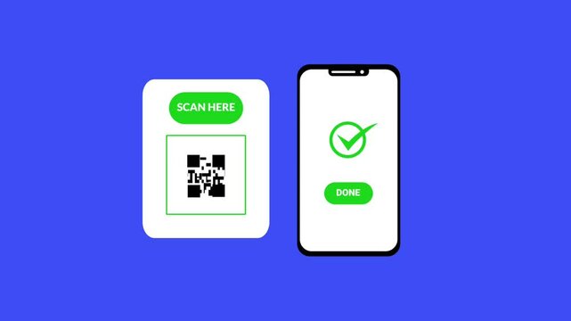 QR code scanning concept on mobile phone. Suitable for secure transaction, fast payment. Motion graphics.