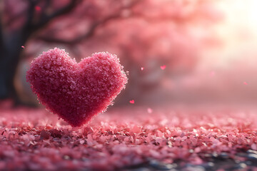 Fototapeta premium Glittering Red Hearts Glowing