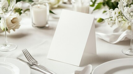 A blank menu card mockup designed for wedding invitations or special events, showcasing a clean and elegant template ideal for customization.