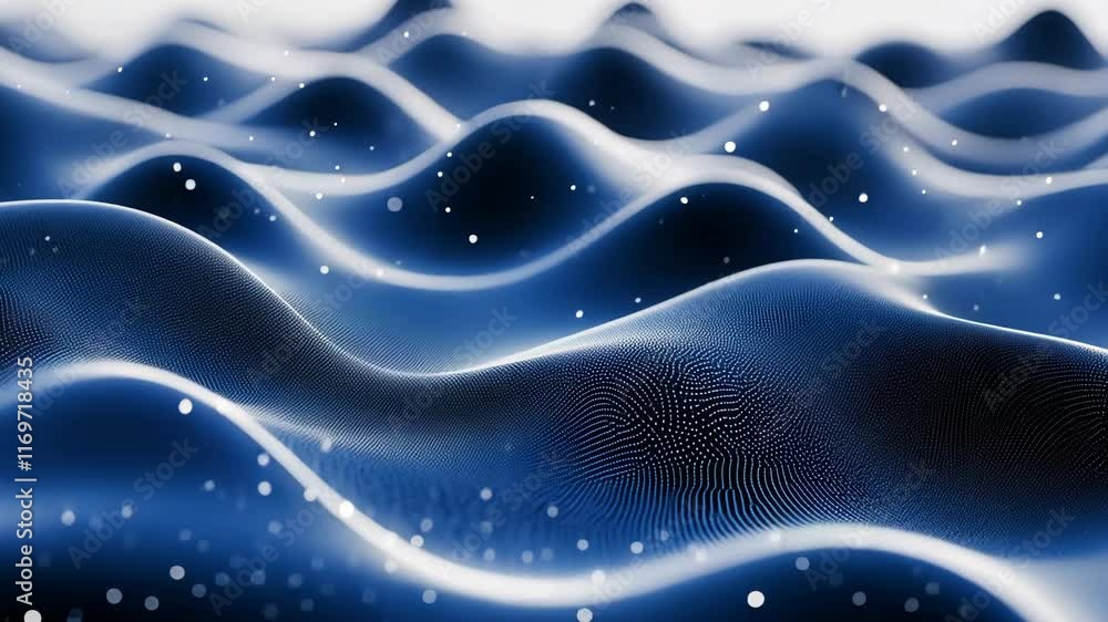 Aufkleber digital representation of ocean waves under a serene evening light with flowing patterns and soft te
