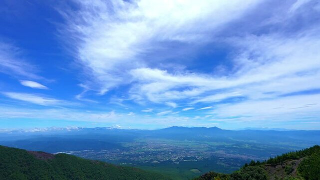 【タイムラプス】黒斑山トーミの頭から見る小諸市と雲の動き