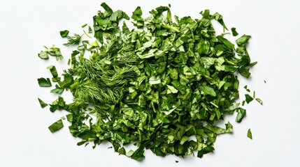 Obraz premium Chopped fresh parsley and dill herbs.