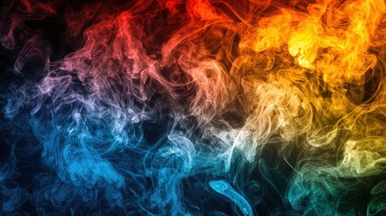 Colorful Smoke Swirls in Red, Orange, Yellow, Green, and Blue Shades