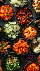 Fototapeta premium Colorful Array of Fresh Vegetables and Tasty Side Dishes
