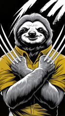 Fototapeta premium Cartoon sloth with claws in comic superhero pose
