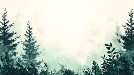 Obraz premium illustration of trees in shades of green, set against a white background