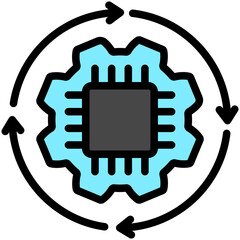 Automation lineal flat color icon, use for UI, UX, app and web development, digital or print. for digital industry, education, technology.