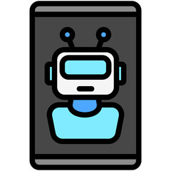 Chatbot lineal flat color icon, use for UI, UX, app and web development, digital or print. for digital industry, education, technology.