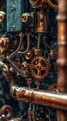 Intricate Steampunk Mechanism in Bronze and Copper Color Palette