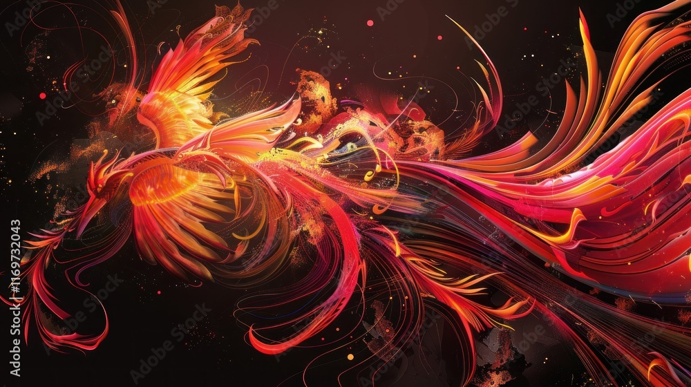 Poster firebird abstract background, ai generated image