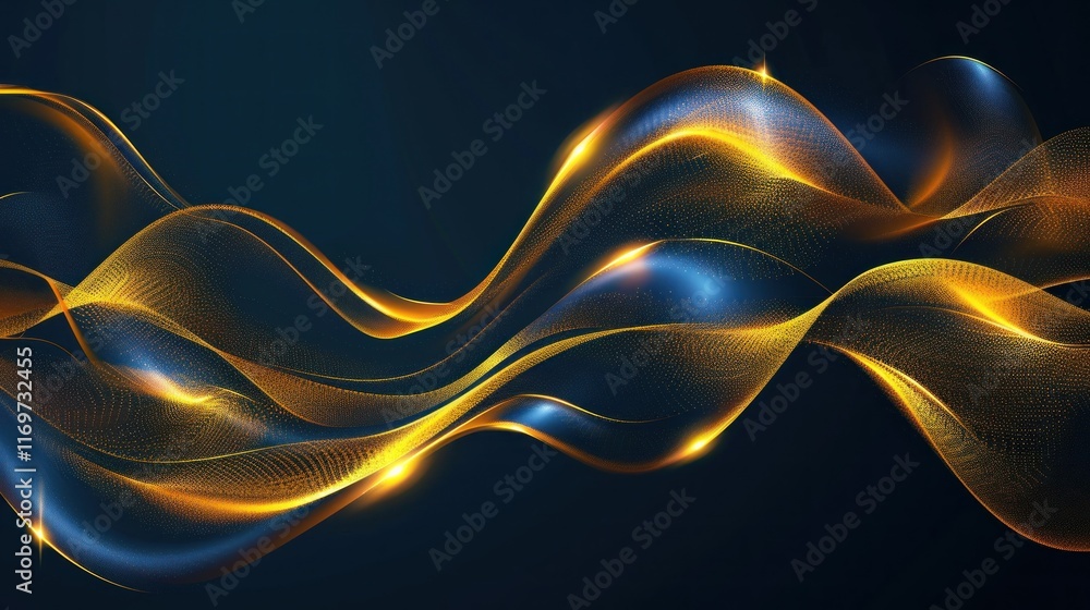 Poster abstract shiny color gold wave design element, ai generated image