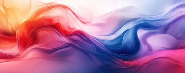 Fototapeta premium Background vibrant blend of swirling pink, red, and blue hues in an abstract fluid art composition, perfect for dynamic backfrop and creative backgrounds
