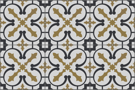Ceramic Tiles. Hydraulic spanish ceramic design. Eps vector illustration.