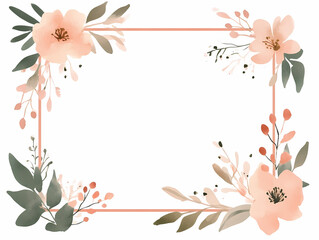 Peach and gray watercolor floral frame. Perfect for invitations, cards, or adding a touch of elegance to your designs.