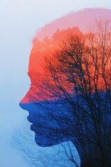 Sunset Reflections in a Profile Silhouette