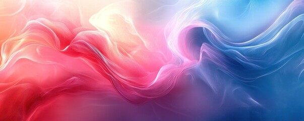 Obraz premium Background vibrant blend of swirling pink, red, and blue hues in an abstract fluid art composition, perfect for dynamic backfrop and creative backgrounds