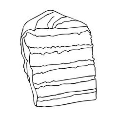 Piece of cake. Vector illustration in doodle style isolated on white background.