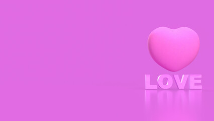 The Hearth and love text for valentine or wedding concept 3d rendering..