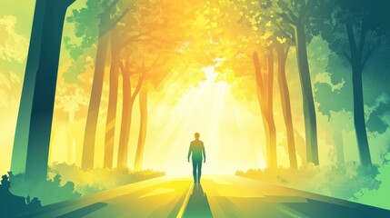 Fototapeta premium Serene Walk in Forest for Mental Wellness