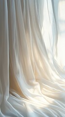 Soft White Curtain Draped Lightly in Sunlit Indoor Setting