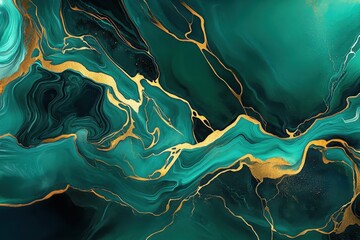 Ethereal abstract art, flowing turquoise and teal liquid, gold veins, marbled texture, white swirls, organic patterns, fluid acrylic painting, luxury wallpaper design, ocean-inspired colors, high cont