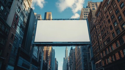 Obraz premium Billboard white mockup on town building