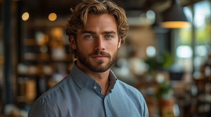 Fototapeta premium american business. casual clothing. handsome man in his company. businessman top one