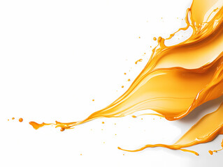 Fototapeta premium Golden liquid splashes against a white background. Dynamic and vibrant, this image evokes a sense of freshness and energy.