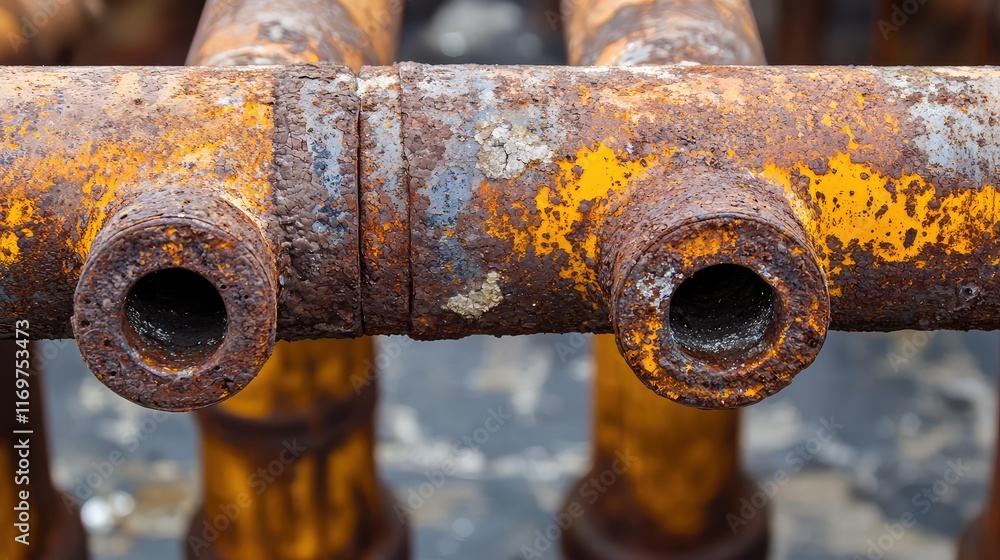 Poster rusty pipes with distinctive texture and color patterns