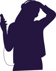 Girl Listening Music Silhouette