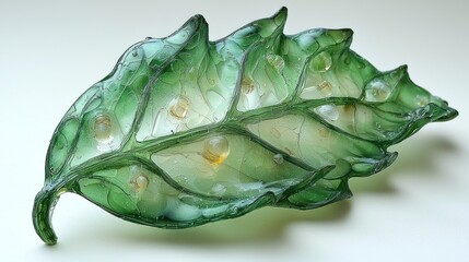 Obraz premium Glass Leaf Sculpture: Nature's Elegance in Glass