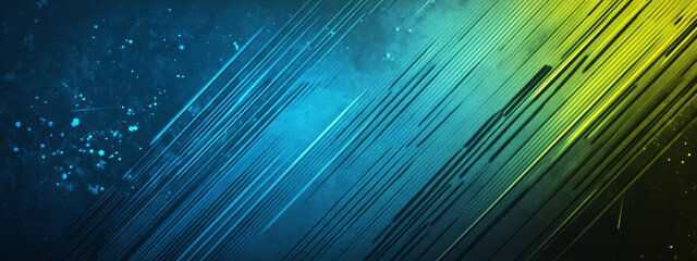 Dark blue and lime teal gradient with glowing neon accents. Metallic stripe patterns and glittery textures. Noise grain mesh background.